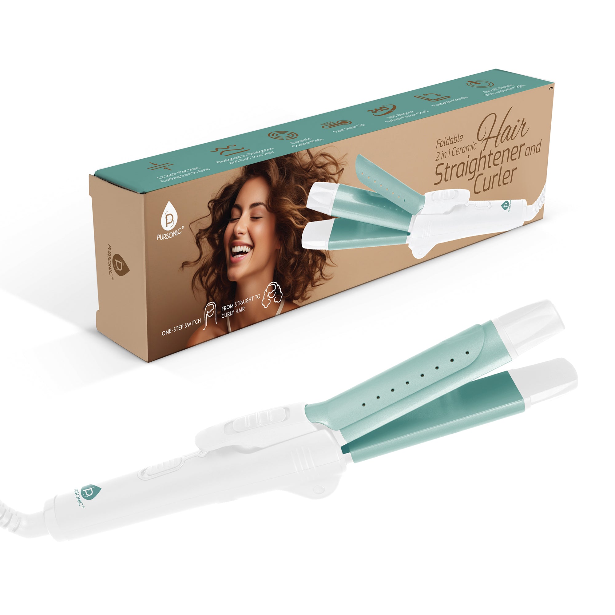 All-in-One Straightener and Curler: Compact, Foldable Design - Image 2